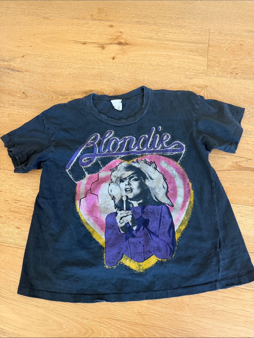 MadeWorn Blondie Graphic Tee in Black with Pink & Purple Art